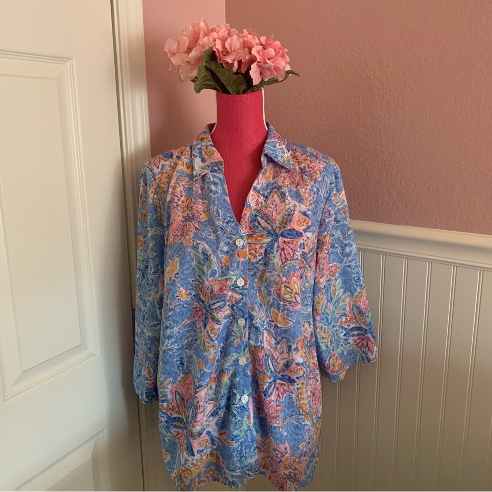 Bundle of two Alfred Dunner Woman Button Down Patterned Blouses, plus size